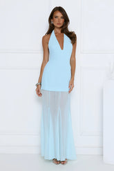 Diamond District Halter Maxi Dress Blue