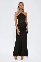 Ever Blooming Halter Maxi Dress Black